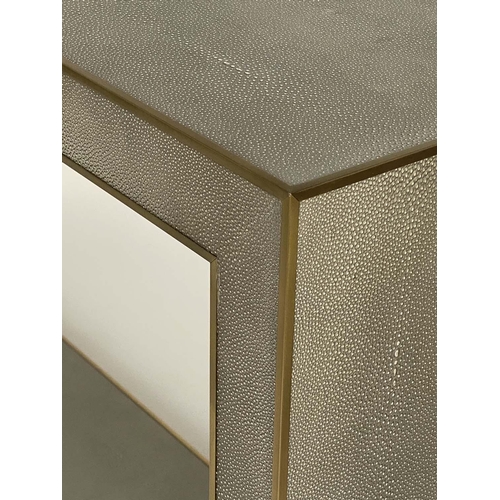 265 - CONSOLE TABLE, faux shagreen with gilt accenting, 170cm W.