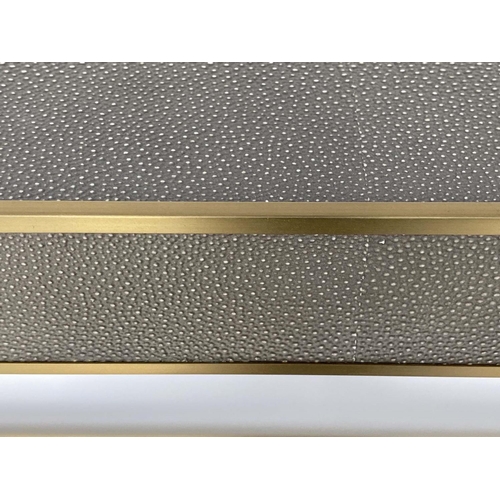 265 - CONSOLE TABLE, faux shagreen with gilt accenting, 170cm W.