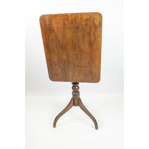 185 - TRIPOD TABLE, Regency mahogany with a rectangular tilt top on turned column base, 73cm H x 56cm W x ... 