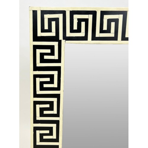 170 - WALL MIRROR, 1970’s Italian design Greek key inlaid frame, 77cm x 62cm.