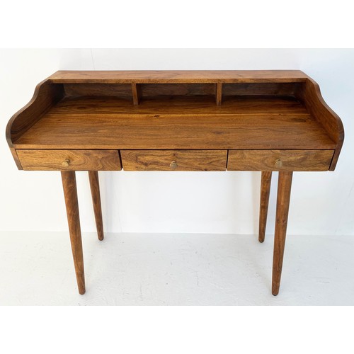 434 - WRITING DESK, 1960s Danish style, 92cm x 99cm x 48cm, with three drawers.