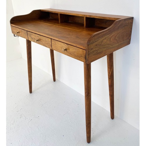 434 - WRITING DESK, 1960s Danish style, 92cm x 99cm x 48cm, with three drawers.