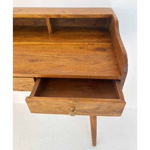 434 - WRITING DESK, 1960s Danish style, 92cm x 99cm x 48cm, with three drawers.