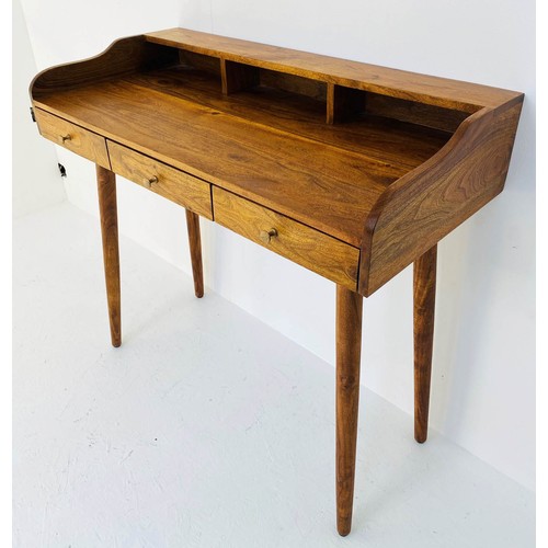 434 - WRITING DESK, 1960s Danish style, 92cm x 99cm x 48cm, with three drawers.