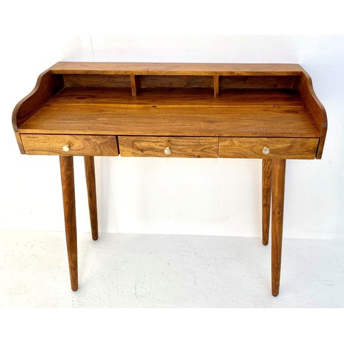 434 - WRITING DESK, 1960s Danish style, 92cm x 99cm x 48cm, with three drawers.