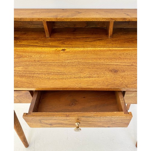 434 - WRITING DESK, 1960s Danish style, 92cm x 99cm x 48cm, with three drawers.