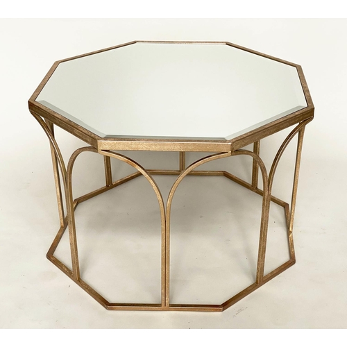 382 - LOW TABLE, octagonal mirror glazed with gilt metal supports, 80cm W x 50cm H.