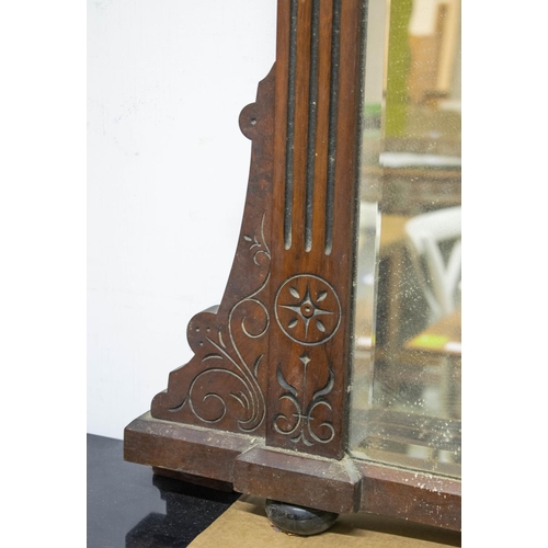 112 - OVERMANTEL, 158cm H x 147cm, late Victorian walnut with incised decoration.