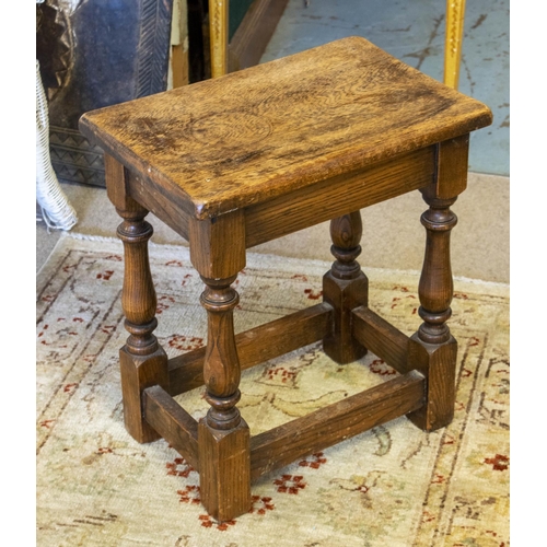 113 - JOINT STOOL, 44cm H x 38cm x 25cm, Jacobean style ash.