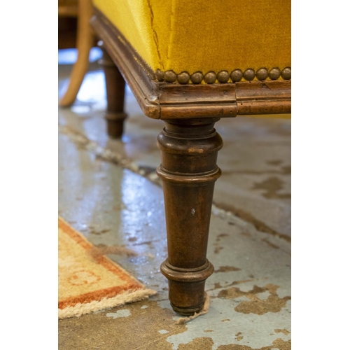 180 - BERGERE, 180cm H x 97cm, 19th century French walnut in mustard velvet.