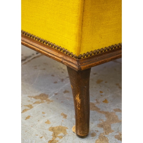 180 - BERGERE, 180cm H x 97cm, 19th century French walnut in mustard velvet.