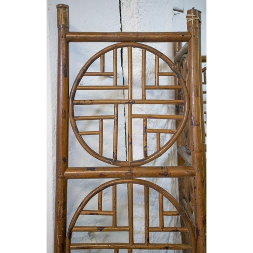 181 - SCREEN, antique Chinese bamboo of four panels, each leaf 184cm H x 43cm.