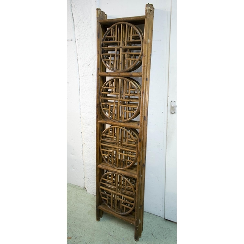 181 - SCREEN, antique Chinese bamboo of four panels, each leaf 184cm H x 43cm.