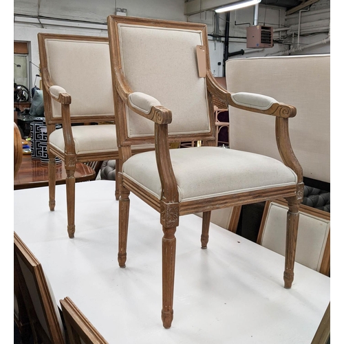 324 - DINING CHAIRS, a set of ten, including two carvers, each carver 54cm W, neutral upholstery with carv... 