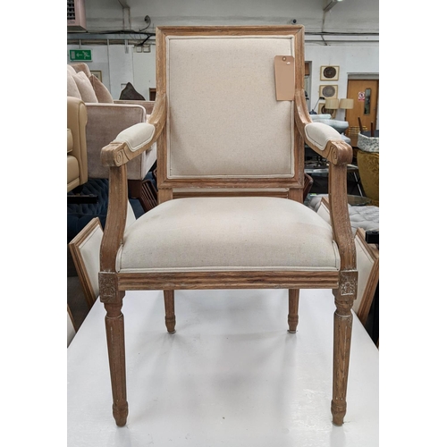 324 - DINING CHAIRS, a set of ten, including two carvers, each carver 54cm W, neutral upholstery with carv... 