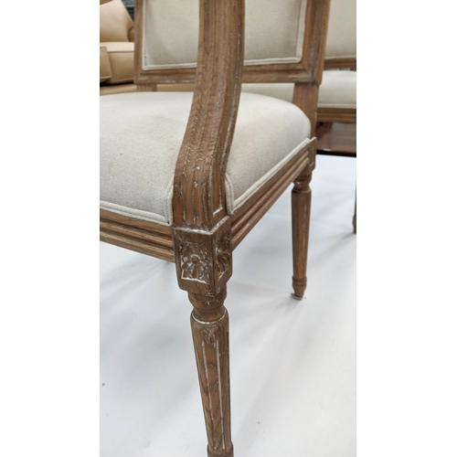 324 - DINING CHAIRS, a set of ten, including two carvers, each carver 54cm W, neutral upholstery with carv... 