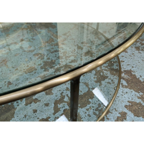 325 - COCKTAIL TABLE, 100cm x 35cm H, top circular glass.