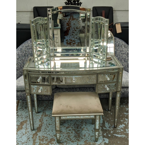 343 - VANITY SET, including dressing table 100cm x 45cm, with mirror and stool. (3)