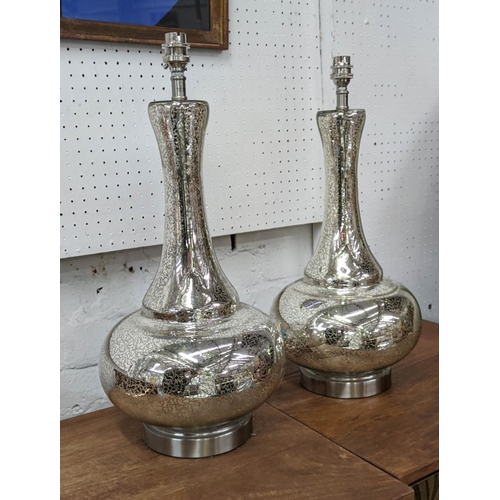 346 - TABLE LAMPS, a pair, mirrored, bases 51cm H, in a crackle glaze finish. (2)