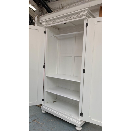 348 - ARMOIRE, 112cm x 60cm x 213cm, French style, white painted with a pair of mirrored doors.