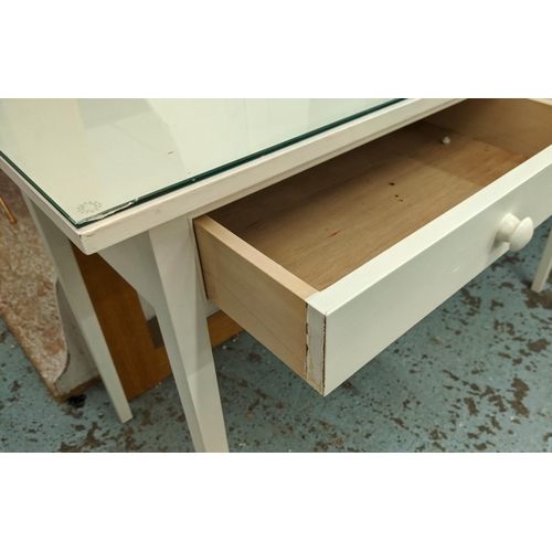 349 - BEDROOM SET, including dressing table, 120cm W x 50cm D x 75cm, white painted with two drawers along... 