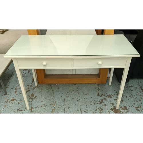 349 - BEDROOM SET, including dressing table, 120cm W x 50cm D x 75cm, white painted with two drawers along... 