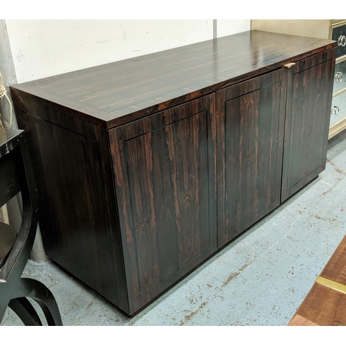 354 - SIDEBOARD, 150cm L x 54cm D x 82cm H, exotic wood.