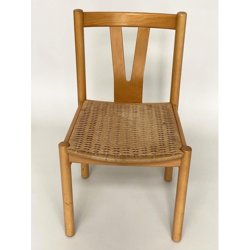 286 - DINING CHAIRS, a set of five, 1960s Danish style, woven seats, 50cm W. (5)