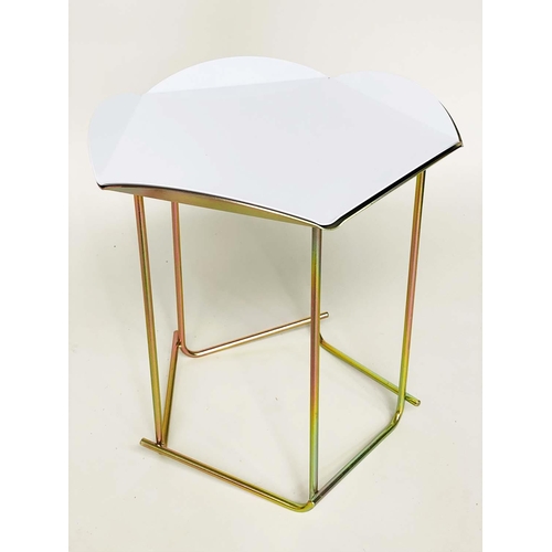 287 - DOKTER AND MISSES TRAY SIDE TABLES, powder coated metal trays on brass supports, 44cm W x 73cm H and... 