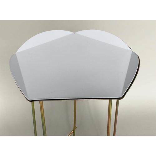 287 - DOKTER AND MISSES TRAY SIDE TABLES, powder coated metal trays on brass supports, 44cm W x 73cm H and... 