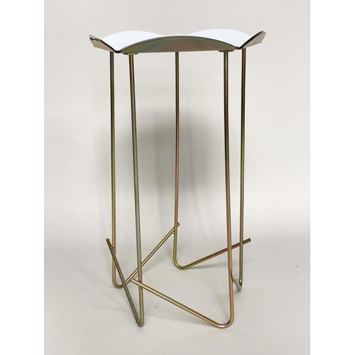 287 - DOKTER AND MISSES TRAY SIDE TABLES, powder coated metal trays on brass supports, 44cm W x 73cm H and... 