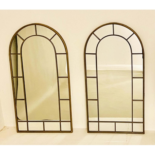 403 - ARCHITECTURAL WALL MIRRORS, pair, 107cm high, 55cm wide, Georgian style, applied glazing bars, bronz... 