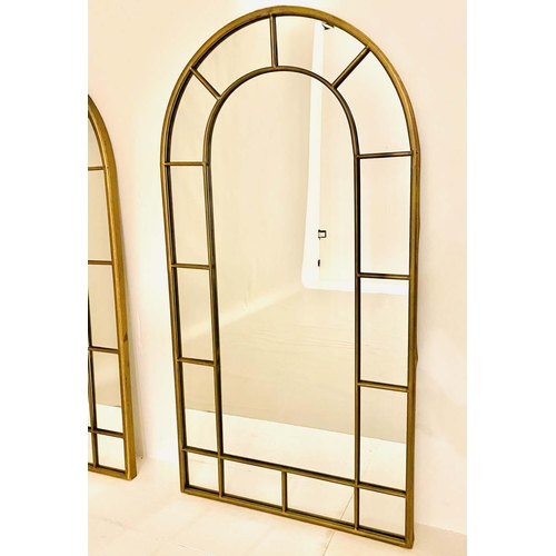 403 - ARCHITECTURAL WALL MIRRORS, pair, 107cm high, 55cm wide, Georgian style, applied glazing bars, bronz... 