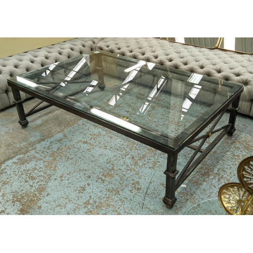 364 - ORANGERY COCKTAIL TABLE, metal work base, glass top, 150cm x 100cm x 43.5cm.