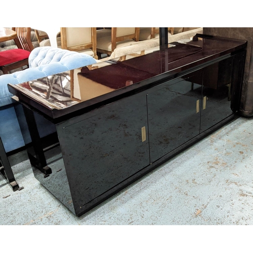 373 - SIDEBOARD, 170cm W x 50cm D x 72cm H, black lacquered finish.