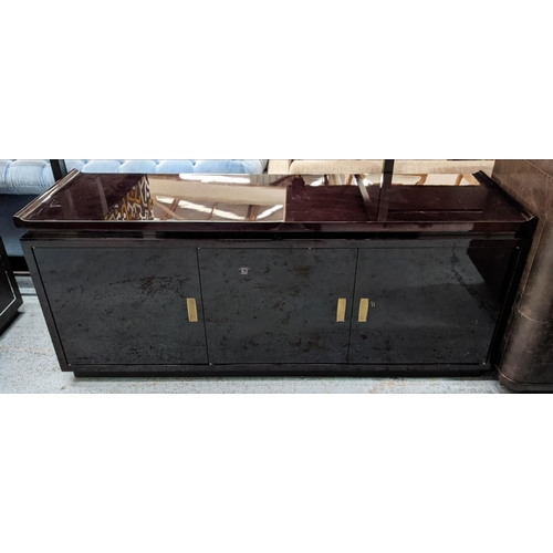 373 - SIDEBOARD, 170cm W x 50cm D x 72cm H, black lacquered finish.