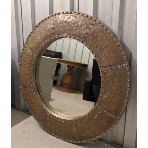 359 - CIRCULAR MIRROR, 135cm diam, industrial style design frame.