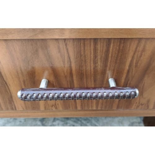 365 - CONSOLE TABLE, contemporary design, two drawers, leathered handles, 150cm x 40cm x 72cm.