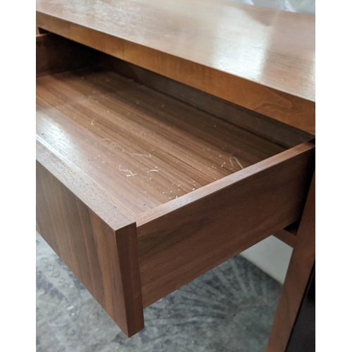 365 - CONSOLE TABLE, contemporary design, two drawers, leathered handles, 150cm x 40cm x 72cm.