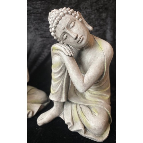 293 - SCULPTURAL STUDIES OF SEATED BUDDHA, a pair, faux stone, 65cm H x 48cm W x 40cm D.