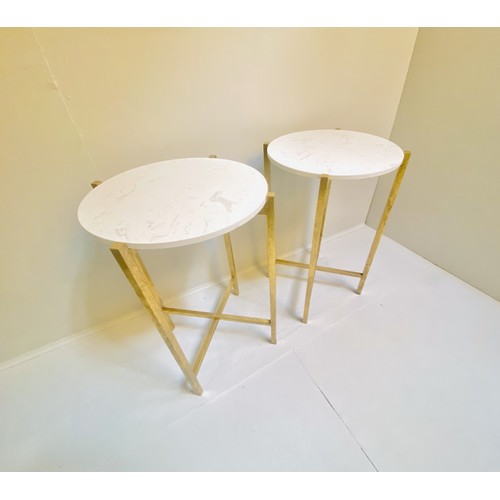 441 - MARTINI TABLES, a pair, stone tops, gilt metal,
63cm x 44cm x 44cm.