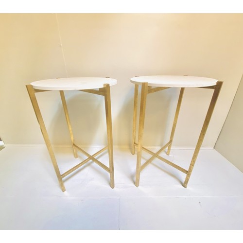 441 - MARTINI TABLES, a pair, stone tops, gilt metal,
63cm x 44cm x 44cm.