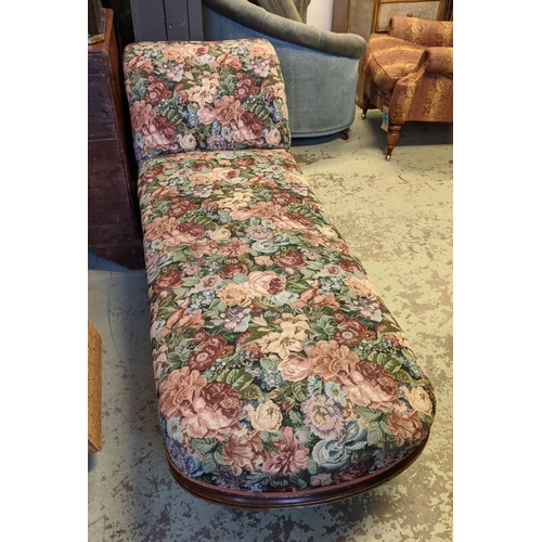 202 - DAYBED, 80cm H x 190cm W x 65cm D, Victorian mahogany in floral upholstery.