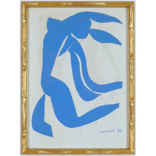 45 - HENRI MATISSE, Chevalure lithograph, 1960 Les Grandes Gouaches decoupees, faux bamboo frame, 18cm x ... 