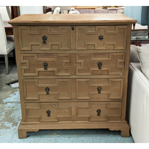 425 - ATTRIBUTED TO ANDREW MARTIN EMBELLISHED WOODEN CHEST OF DRAWERS, 105cm x 55cm x 103cm.