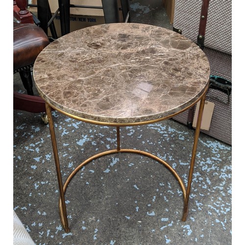 433 - MARTINI TABLE, 45cm diam x 571cm H, 1960's French style, gilt metal marble top.