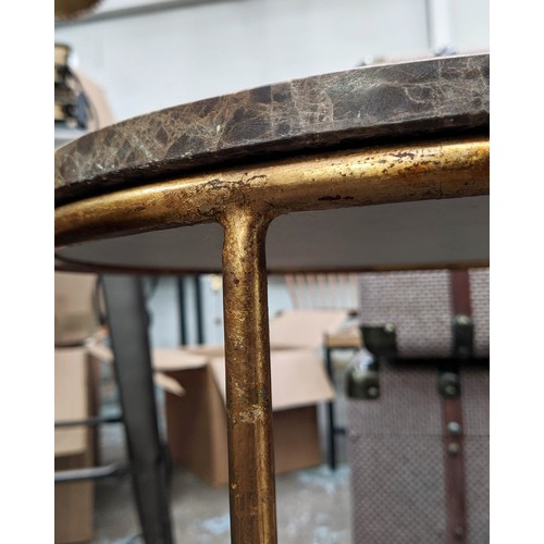 433 - MARTINI TABLE, 45cm diam x 571cm H, 1960's French style, gilt metal marble top.