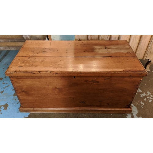 226 - PINE TRUNK, 103cm W x 52cm D x 49cm H, Victorian with rising lid and a smaller one 76cm W x 33cm D x... 