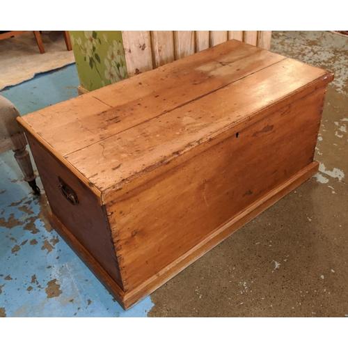 226 - PINE TRUNK, 103cm W x 52cm D x 49cm H, Victorian with rising lid and a smaller one 76cm W x 33cm D x... 