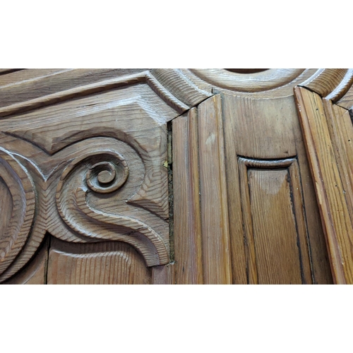 212 - ARMOIRE, 123cm W x 207cm H x 49cm D, 18th century French, pine carved panelled doors.